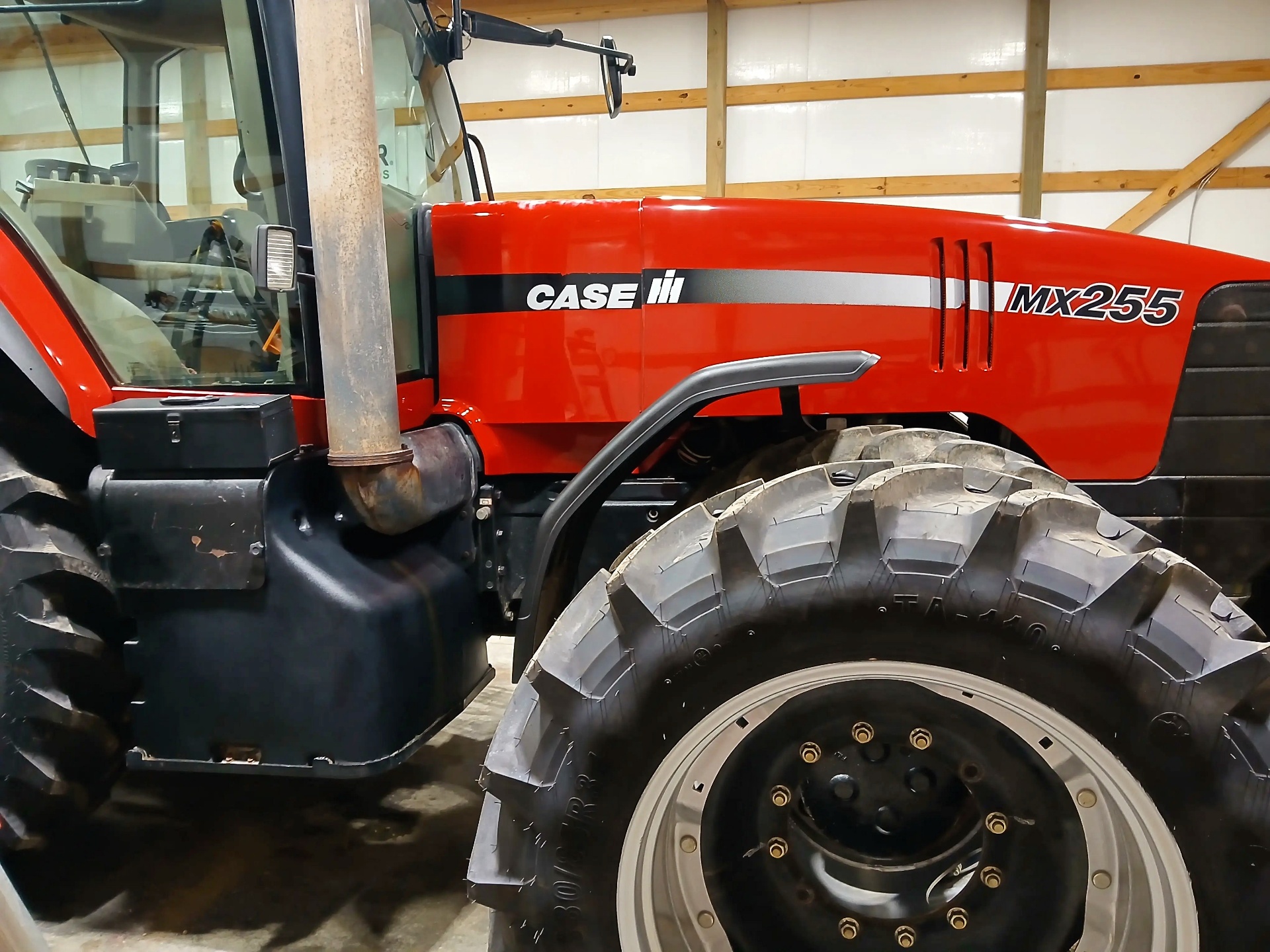 After restoration view of Case IH MX255 paint with improved gloss